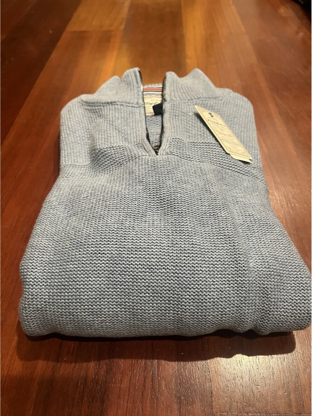 NWT Flag & Anthem Sweater Mens Small Light Blue 1/4 Zip Pullover